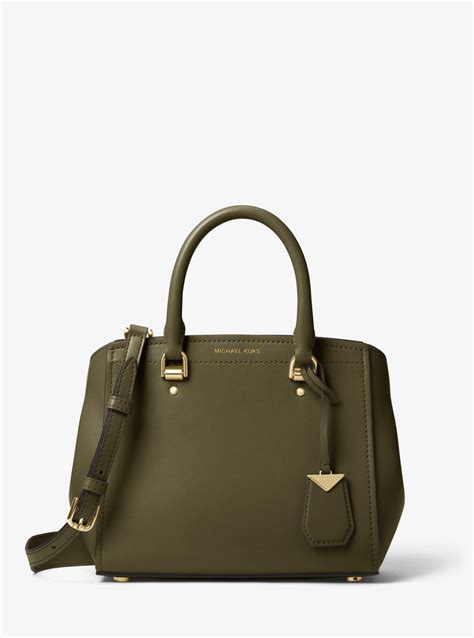 michael kors benning medium green logo satchel|macy's michael kors.